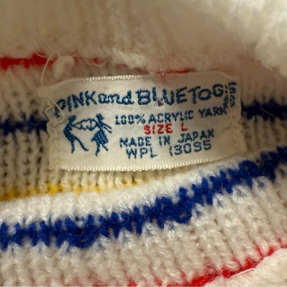 Vintage Pink and Blue Togs Knit Sweater – Made in Japan – Size L (Toddler) - Picture 3 of 3